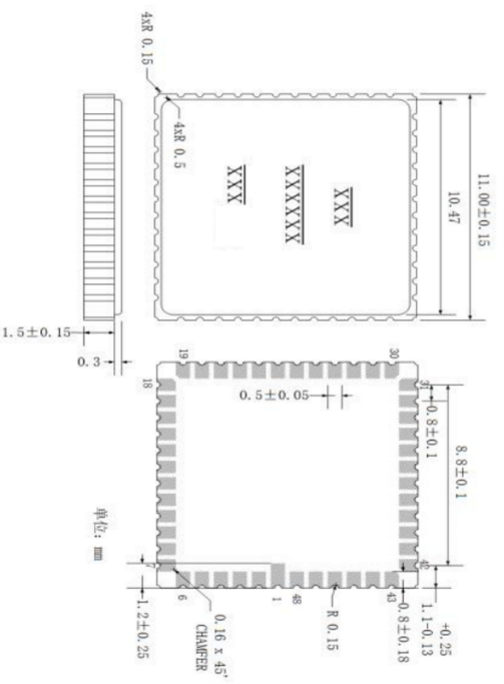 MEMS SINGLE AXIS GYROSCOPE Dimensions