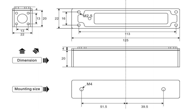 3D electronic compass Dimensions