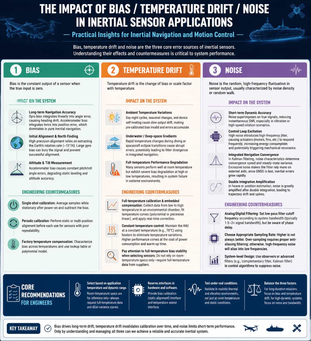 An Analysis of the Practical Impact of Bias, Thermal Drift, and Noise in Inertial Sensors on Project Applications