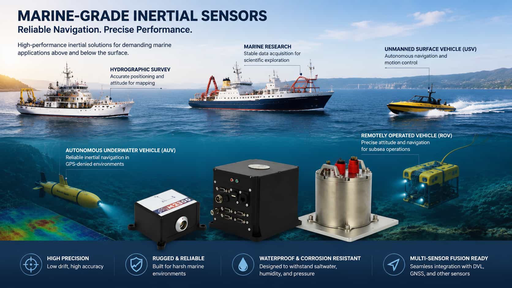 Sensor inercial de grado marítimo